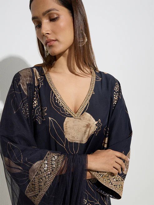 Vark Black A-Line Salwar Suit