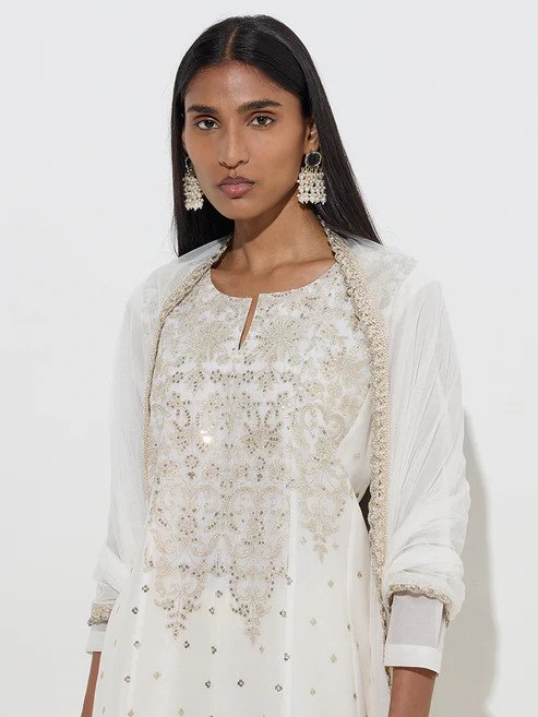 Vark Off-White Cotton-Blend Salwar Suit