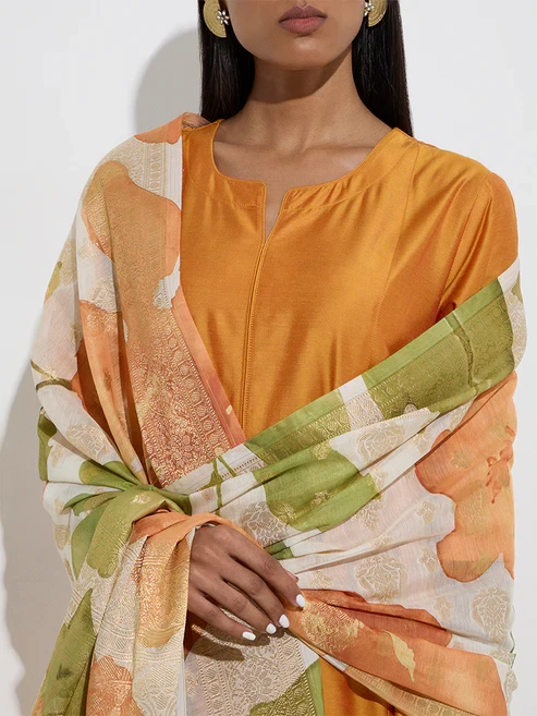 Vark Orange A-Line Salwar Suit