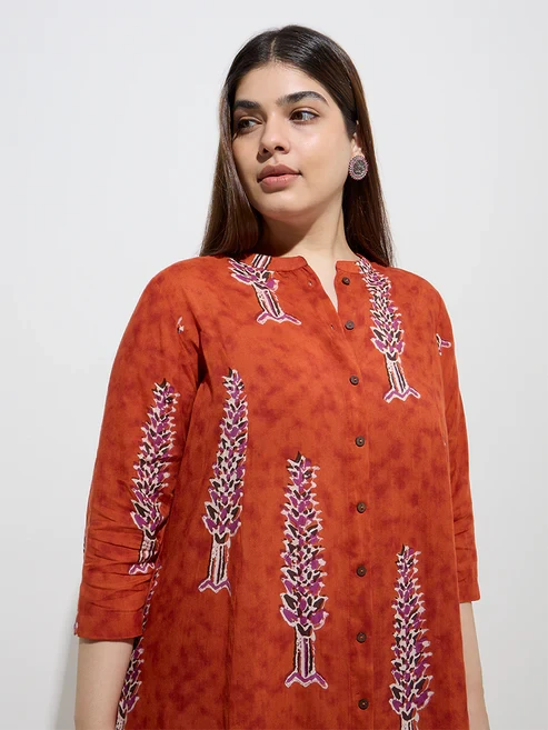 Diza Rust Foliage Pattern A-Line Co-Ord Set