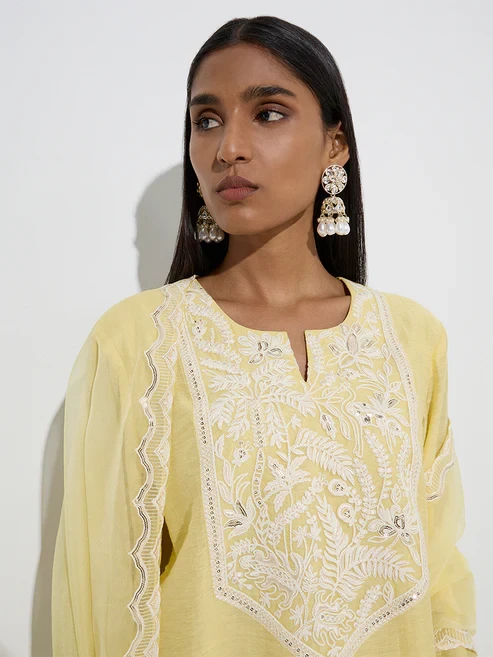 Vark Yellow Straight Salwar Suit