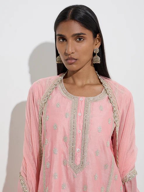 Vark Light Pink Cotton-Blend Salwar Suit