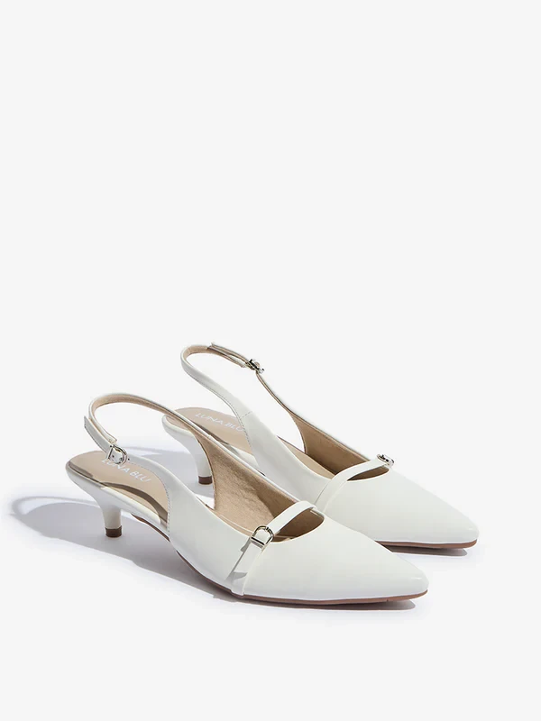 Luna Blu Nude Cut-Out Detailed Mules
